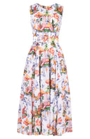 Aster Dress Crew Neck Sleeveless Midi Plus Length Cotton Musola (East Moon White)