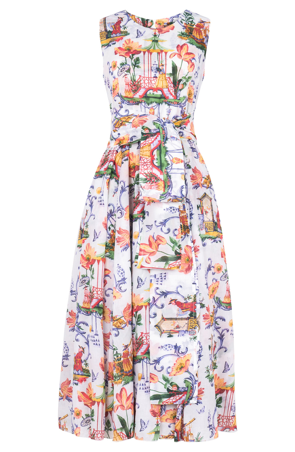 Aster Dress Crew Neck Sleeveless Midi Plus Length Cotton Musola (East Moon White)