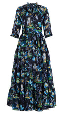 Eva Dress Crew Neck 3/4 Sleeve Maxi Length Ramie (East Moon White)
