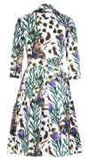 Audrey Dress #1 Shirt Collar 3/4 Sleeve Regular Length Cotton Stretch (Eastern Monkey White)