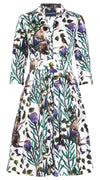 Audrey Dress #1 Shirt Collar 3/4 Sleeve Regular Length Cotton Stretch (Eastern Monkey White)