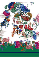 Aster Dress Shirt Collar 3/4 Sleeve Midi Plus Length Cotton Musola (Eastern Paisley Flower)