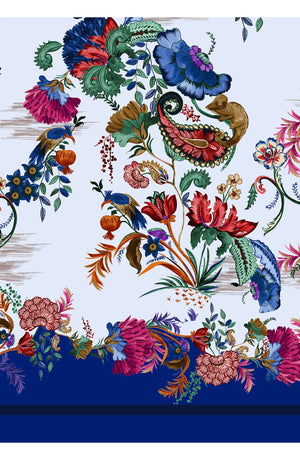 Aster Dress Shirt Collar 3/4 Sleeve Midi Plus Length Cotton Musola (Eastern Paisley Flower)