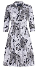 Audrey Dress #3 Shirt Collar 3/4 Sleeve Regular Length Cotton Stretch (Eching Magnolia)