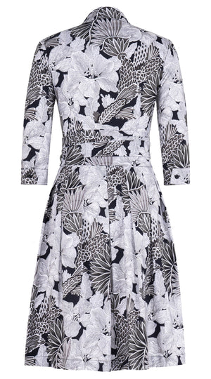 Audrey Dress #3 Shirt Collar 3/4 Sleeve Regular Length Cotton Stretch (Eching Magnolia)