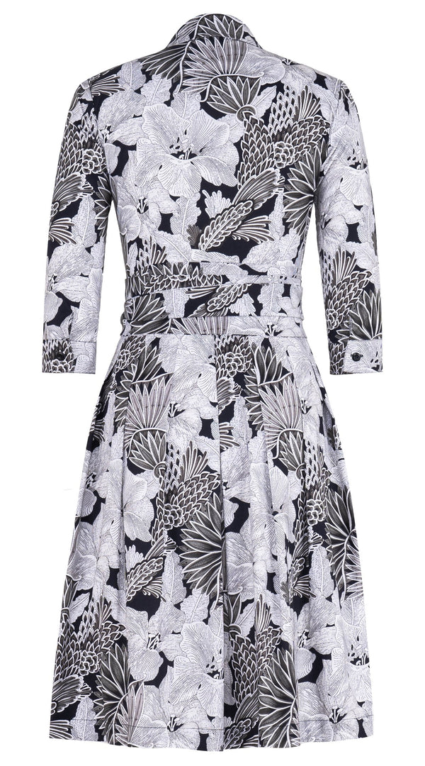 Audrey Dress #3 Shirt Collar 3/4 Sleeve Regular Length Cotton Stretch (Eching Magnolia)
