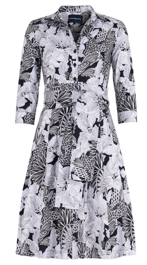Audrey Dress #3 Shirt Collar 3/4 Sleeve Regular Length Cotton Stretch (Eching Magnolia)