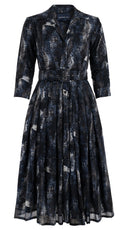 Aster Dress Shirt Collar 3/4 Sleeve Midi Length Wool (Eching Multi) @1