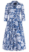 Aster Dress Shirt Collar 3/4 Sleeve Midi Length Cotton Musola (Elephant Bandana)