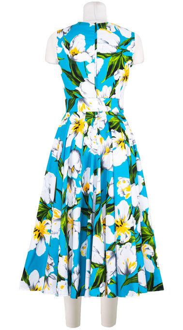 Abelia Dress Crew Neck Sleeveless Midi Length Cotton Stretch (Emperor Tulip Bright)