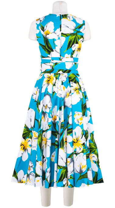Abelia Dress Crew Neck Sleeveless Midi Length Cotton Stretch (Emperor Tulip Bright)