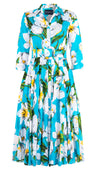 Aster Dress Shirt Collar 3/4 Sleeve Midi Length Cotton Musola (Emperor Tulip Bright)