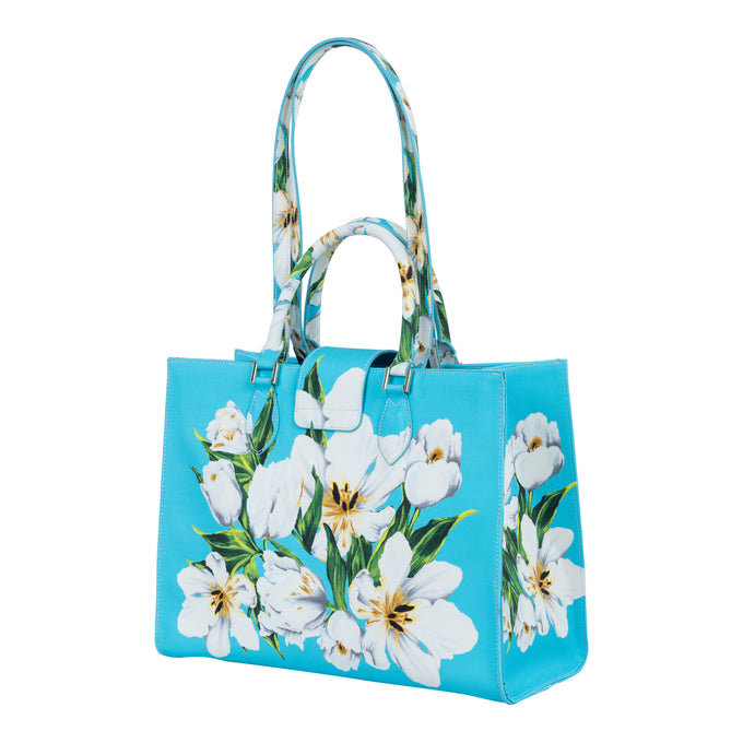 Audrey Tote_Medium_Emperor Tulip Bright_Aqua