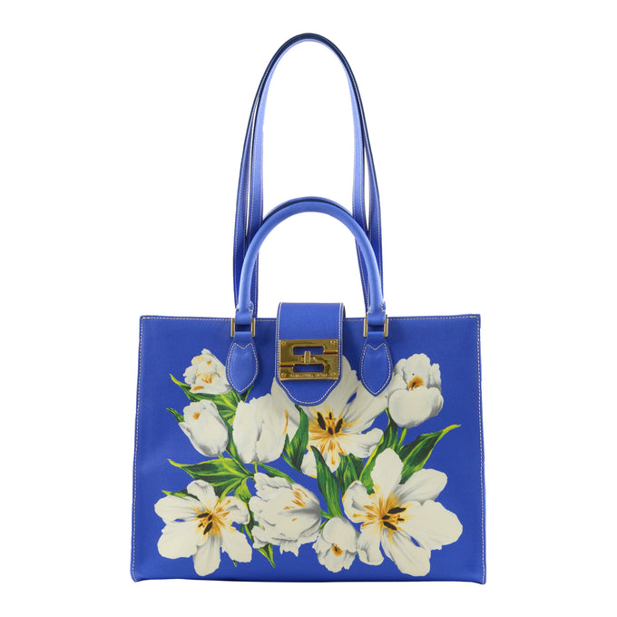 Audrey Tote_Medium_Emperor Tulip Bright_Blue