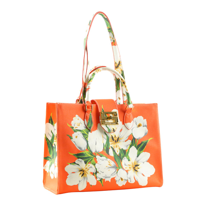 Audrey Tote_Medium_Emperor Tulip Bright_Orange