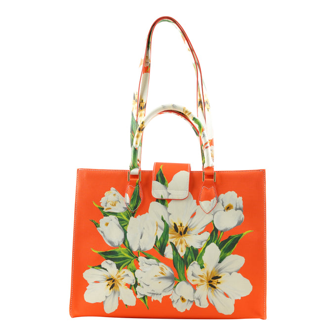 Audrey Tote_Medium_Emperor Tulip Bright_Orange