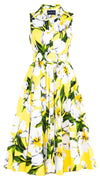 Aster Dress Shirt Collar Sleeveless Midi Length Cotton Stretch (Emperor Tulip Bright)