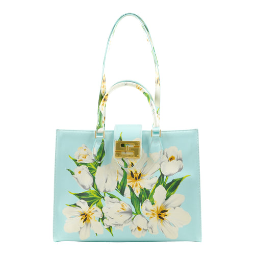 Audrey Tote_Medium_Emperor Tulip Pastel_Soft Aqua