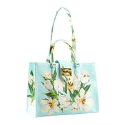 Audrey Tote_Medium_Emperor Tulip Pastel_Soft Aqua