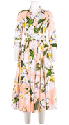 Aster Dress Shirt Collar 3/4 Sleeve Midi Length Cotton Musola (Emperor Tulip Pastel)