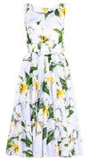 Aster Dress Round Neck Sleeveless Midi Length Cotton Musola (Emperor Tulip Pastel)