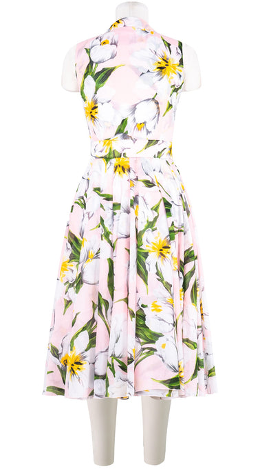 Aster Dress Shirt Collar Sleeveless Midi Length Cotton Musola (Emperor Tulip Pastel)