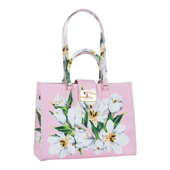 Audrey Tote_Medium_Emperor Tulip Pastel_Soft Pink