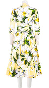 Abelia Dress Shirt Collar 3/4 Sleeve Midi Length Cotton Stretch (Emperor Tulip Pastel)