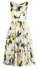 Aster Dress Round Neck Sleeveless Midi Length Cotton Musola (Emperor Tulip Pastel)