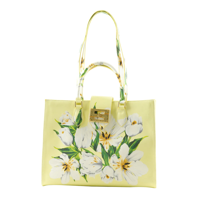 Audrey Tote_Medium_Emperor Tulip Pastel_Soft Yellow