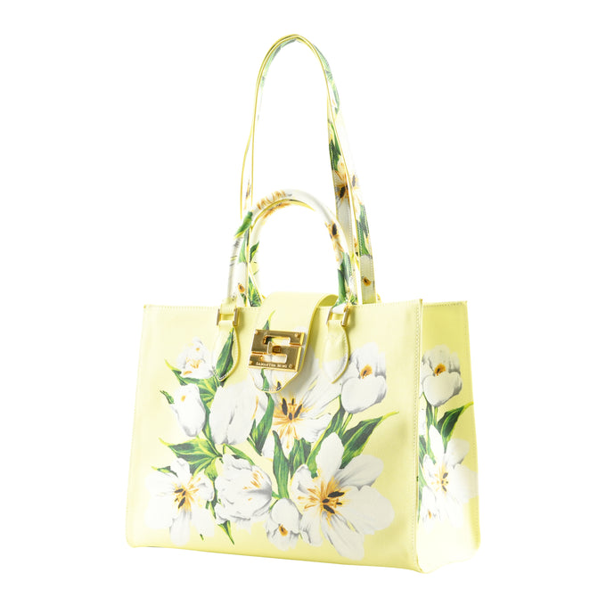 Audrey Tote_Medium_Emperor Tulip Pastel_Soft Yellow