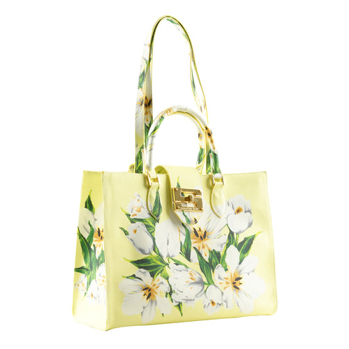 Audrey Tote_Medium_Emperor Tulip Pastel_Soft Yellow