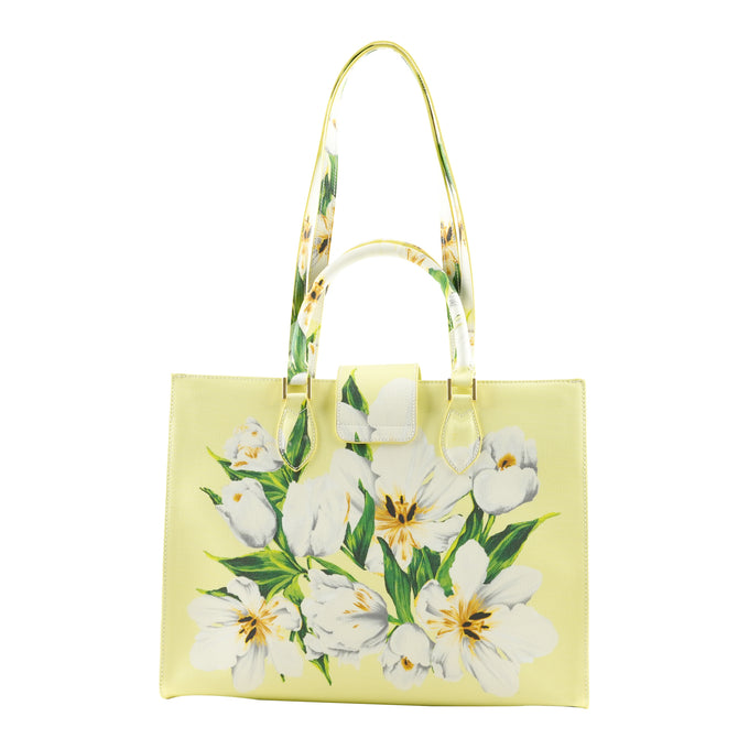 Audrey Tote_Medium_Emperor Tulip Pastel_Soft Yellow