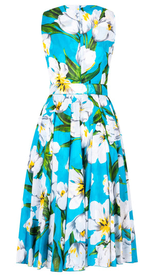 Aster Dress Crew Neck Sleeveless Midi Length Cotton Musola (Emperor Tulip Bright)