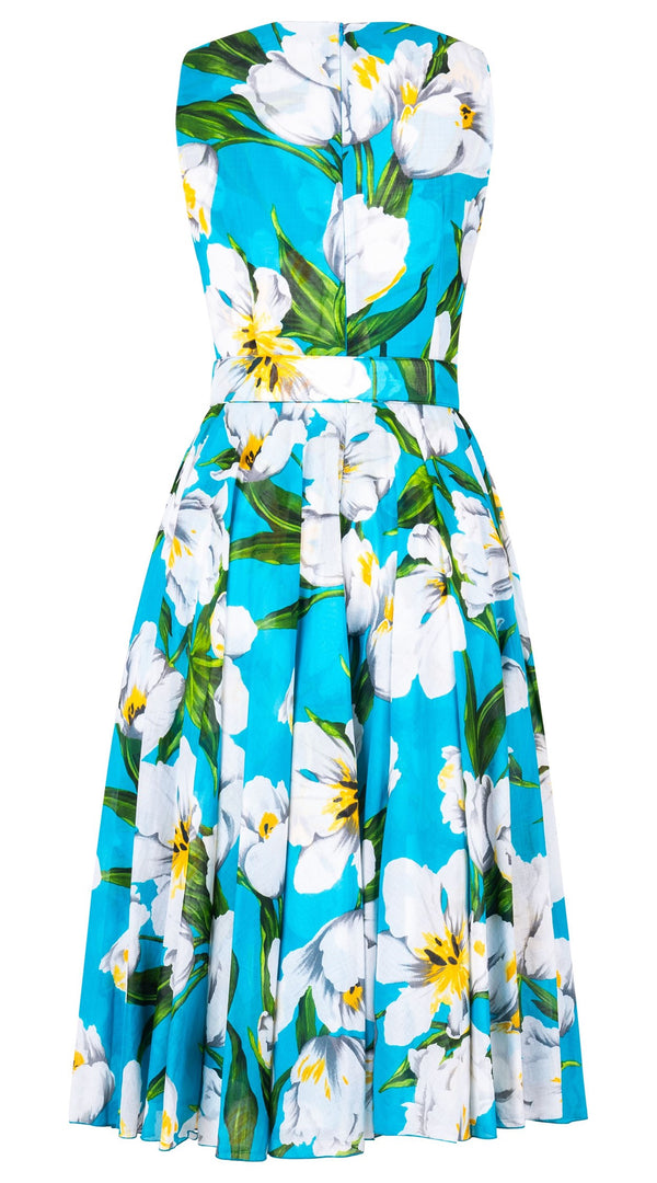 Aster Dress Crew Neck Sleeveless Midi Length Cotton Musola (Emperor Tulip Bright)