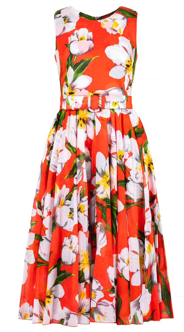 Aster Dress Crew Neck Sleeveless Midi Length Musola (Emperor Tulip Bright) @M(2)-L(2)-XL(1)-XXL(1)