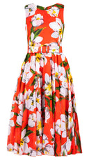 Aster Dress Crew Neck Sleeveless Midi Length Cotton Musola (Emperor Tulip Bright)