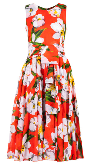 Aster Dress Crew Neck Sleeveless Midi Length Musola (Emperor Tulip Bright) @M(2)-L(2)-XL(1)-XXL(1)