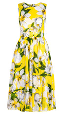 Aster Dress Crew Neck Sleeveless Midi Length Cotton Musola (Emperor Tulip Bright)