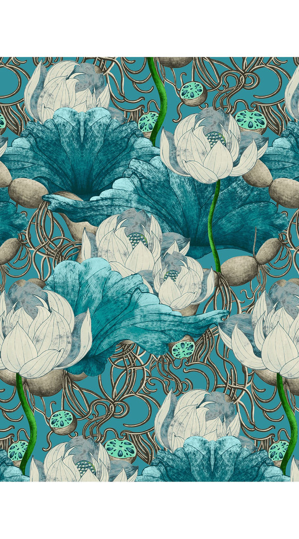 Aster Dress Shirt Collar 3/4 Sleeve Midi Length Poliamide Taffta (Ethereal Botanic)