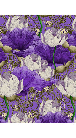 Aster Dress Shirt Collar 3/4 Sleeve Midi Length Poliamide Taffta (Ethereal Botanic)