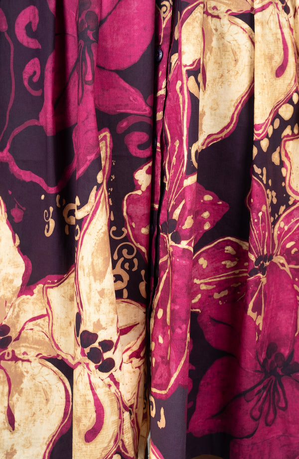 Audrey Dress #1 Shirt Collar 3/4 Sleeve Long Length Cotton Stretch (Etre Magnolia)