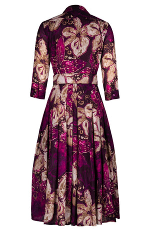 Audrey Dress #4 Shirt Collar 3/4 Sleeve Midi Length Cotton Muola (Etre Magnolia)