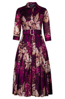 Audrey Dress #4 Shirt Collar 3/4 Sleeve Midi Length Cotton Muola (Etre Magnolia)