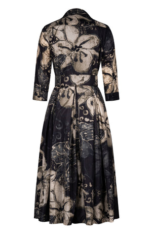Audrey Dress #7 Shirt Collar 3/4 Sleeve Midi Length Poliamide Taffta (Etre Magnolia)
