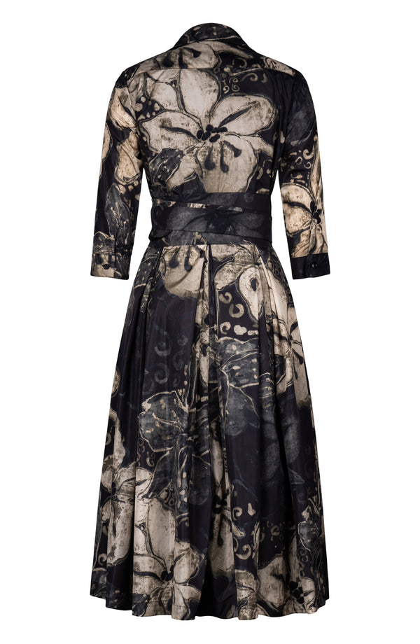 Audrey Dress #7 Shirt Collar 3/4 Sleeve Midi Length Poliamide Taffta (Etre Magnolia)