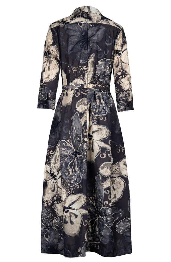Lana Dress Shirt Collar 3/4 Sleeve Midi Plus Length Poliamide Taffta (Etre Magnolia)