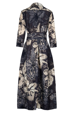 Lana Dress Shirt Collar 3/4 Sleeve Midi Plus Length Poliamide Taffta (Etre Magnolia)