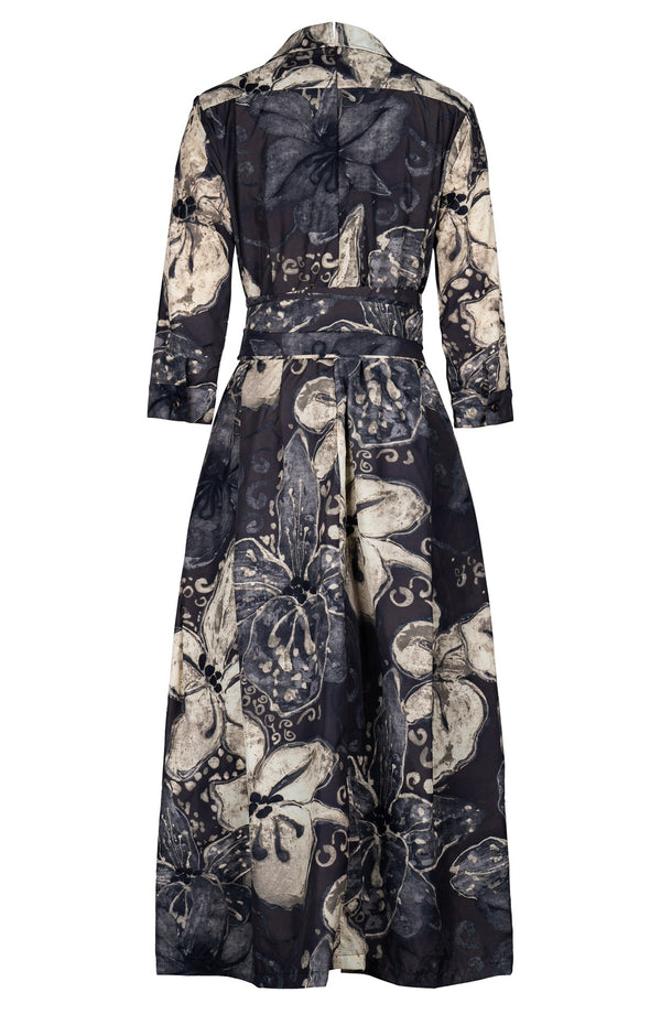 Lana Dress Shirt Collar 3/4 Sleeve Midi Plus Length Poliamide Taffta (Etre Magnolia)