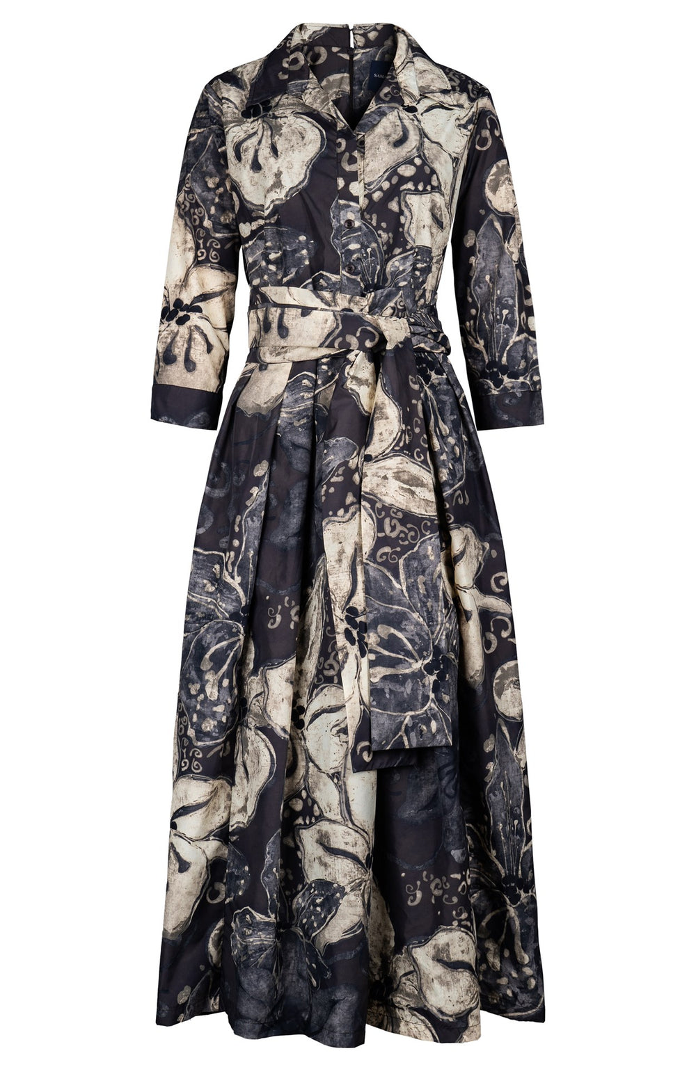 Lana Dress Shirt Collar 3/4 Sleeve Midi Plus Length Poliamide Taffta (Etre Magnolia)